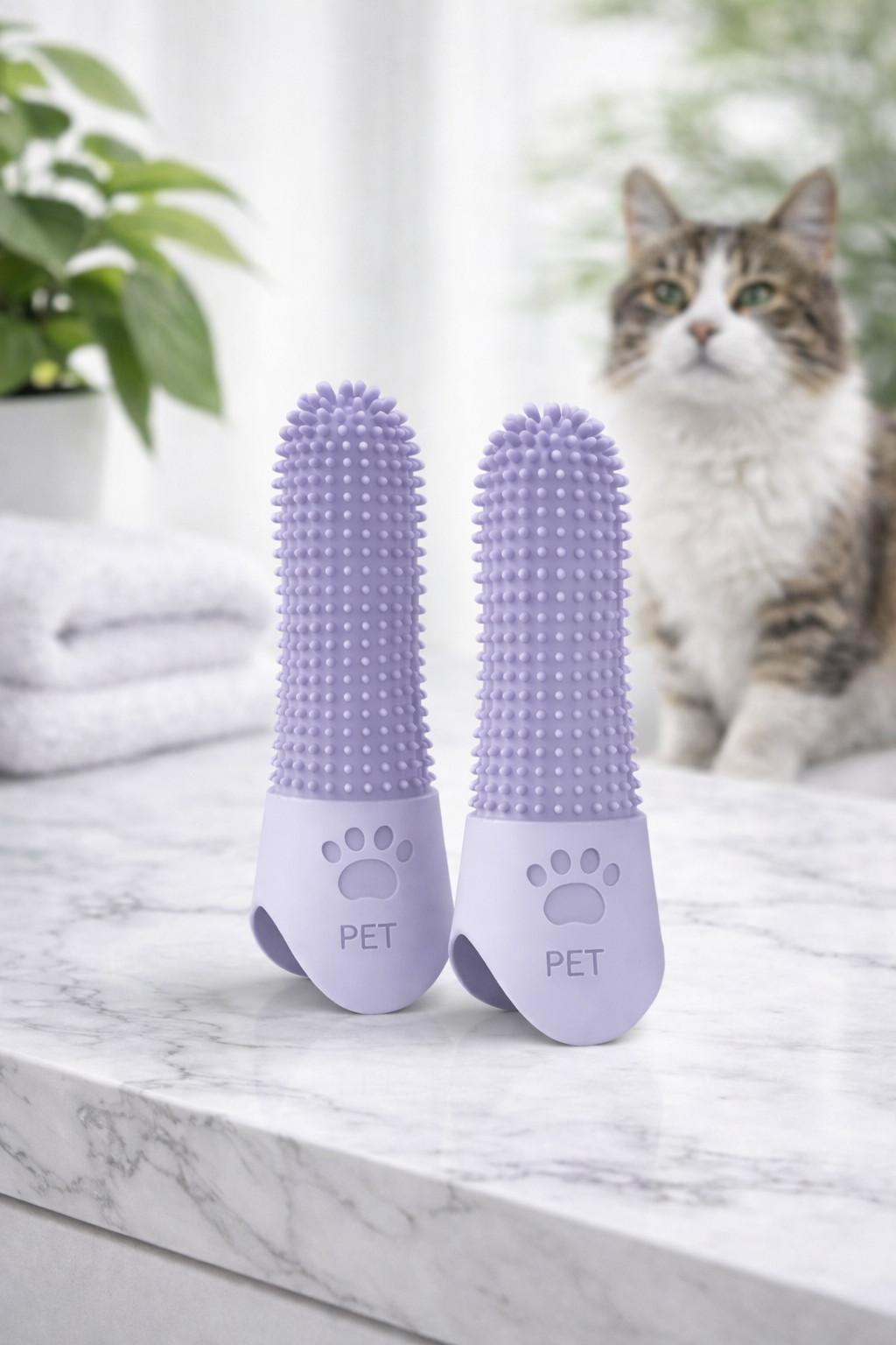 PetPal™ 2-Piece Silicone Finger Toothbrush Set – Gentle Dental Care for Dogs & Cats