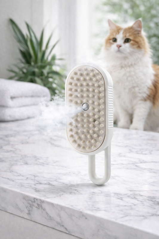 PetPal™ 3-In-1 Steam Grooming Brush – Spray, Hair Removal & Release Button for Dogs & Cats